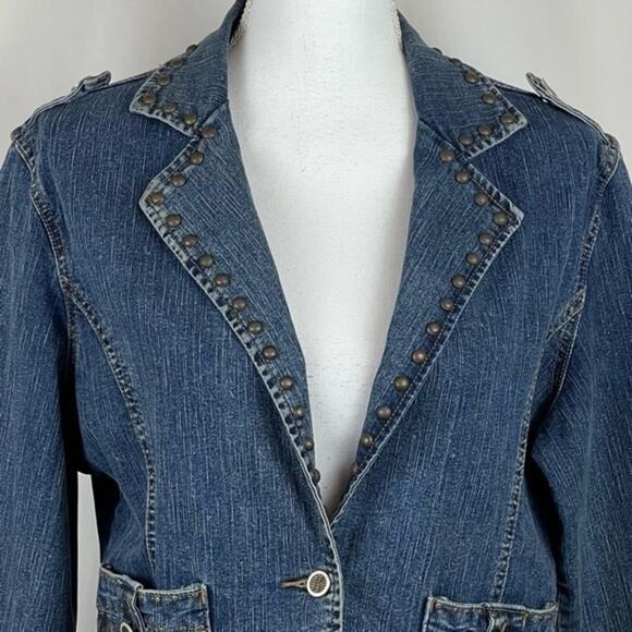Isabel Beaded Sequined Boho Hippie Festival Blue Jean Jacket Size M - Picture 4 of 11